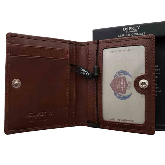Osprey London Felix ID Wallet Bifold Brown Glazed Calf Leather Men's - Picture 2 of 3